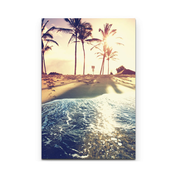 East Urban Home Leinwandbild Tropischer Strand mit Palmen | Wayfair.de